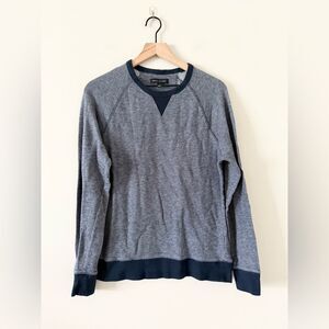 Banana Republic Cotton Terry Cloth Crewneck in Heathered Navy - Size M